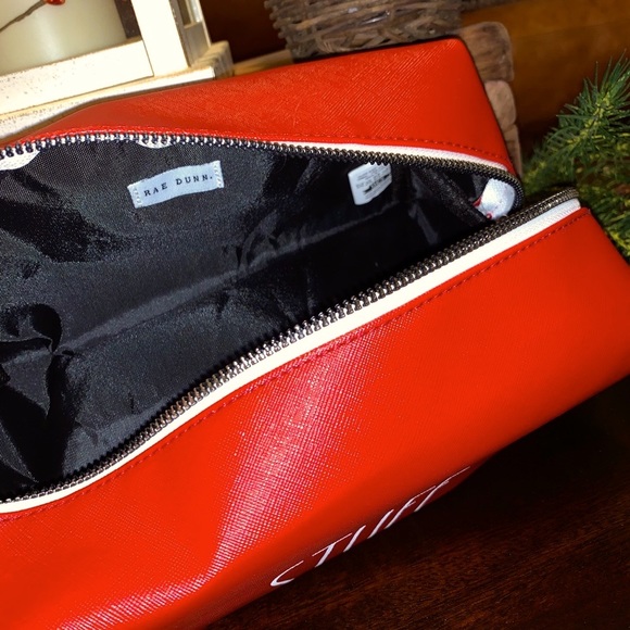 Rae Dunn Red STUFF cosmetic bag. Dopp kit. NWT - Picture 3 of 5